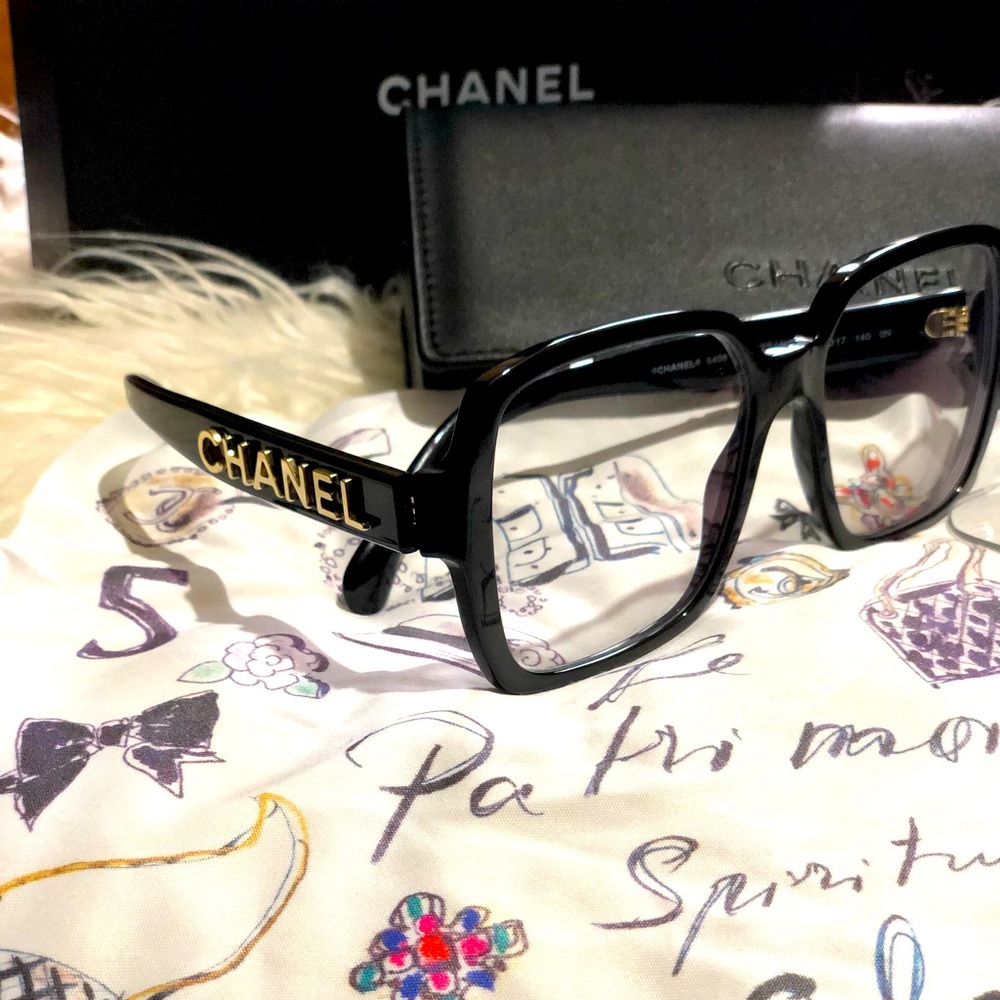 Black CHANEL Sunglasses with Clear Lenses.